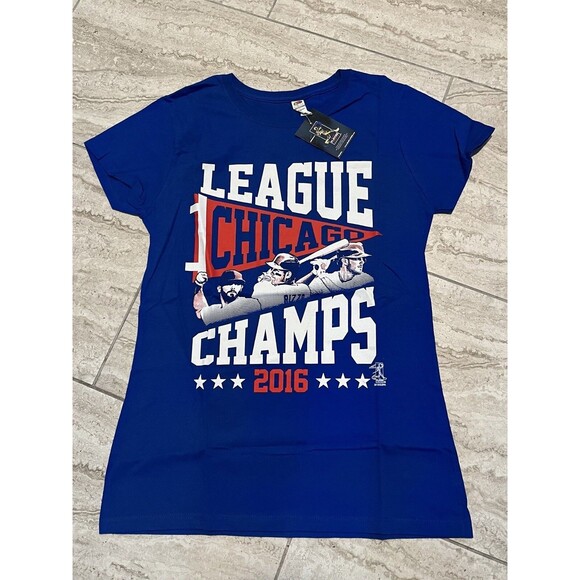MLB Fruit of the Loom Chicago Cubs Baseball League Champs 2016 Shirt Size Medium - Picture 1 of 7